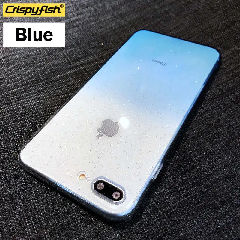 Blue Блестящий Прозрачный мягкий силиконовый чехол из ТПУ для iPhone 7, 8 Plus, X, XR, XS MAX, Ультратонкий Прозрачный чехол для 6, 6s - Цвет: Blue