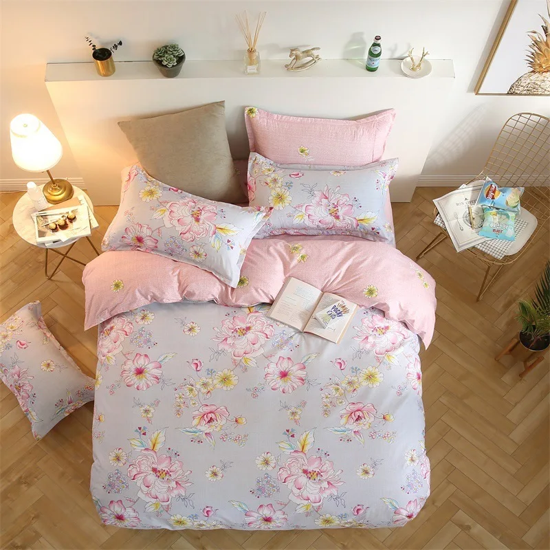 Classic Blossom 3/4 pcs Bedding Set Duvet Cover Plaid Bed Linen Kids Bedclothes Single Double Twin Queen Size 1.8m 2.0m Bedsheet | Дом и сад