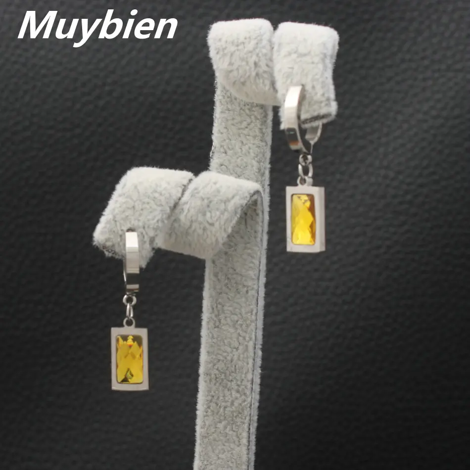 Fashion 12 Specifications Stainless steel CZ Crystal Top Quality Drop Earrings Women's Gift Jewelry Elegant Cute EASKABEP | Украшения и