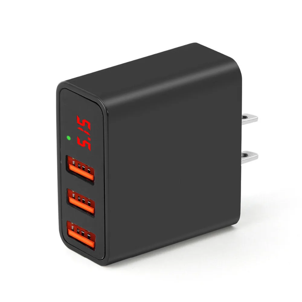 Смарт 3.4A 3 порта USB зарядное устройство светодиодный дисплей быстрое для телефона