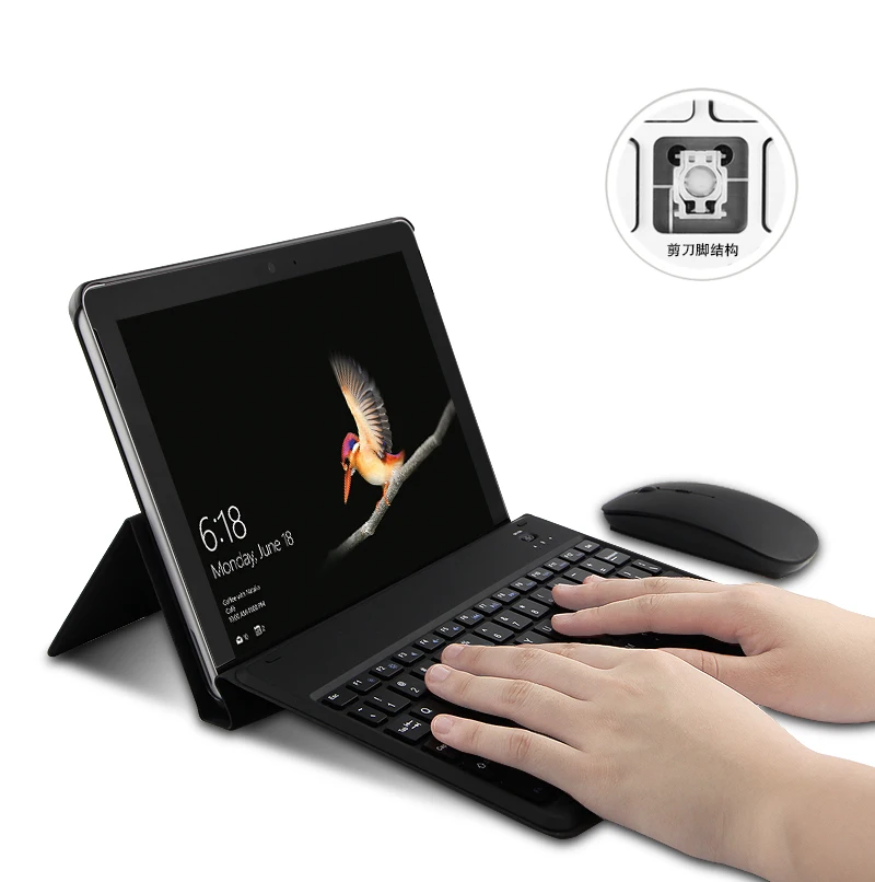Тонкая беспроводная Bluetooth клавиатура с подставкой кожаный чехол для Microsoft Surface GO
