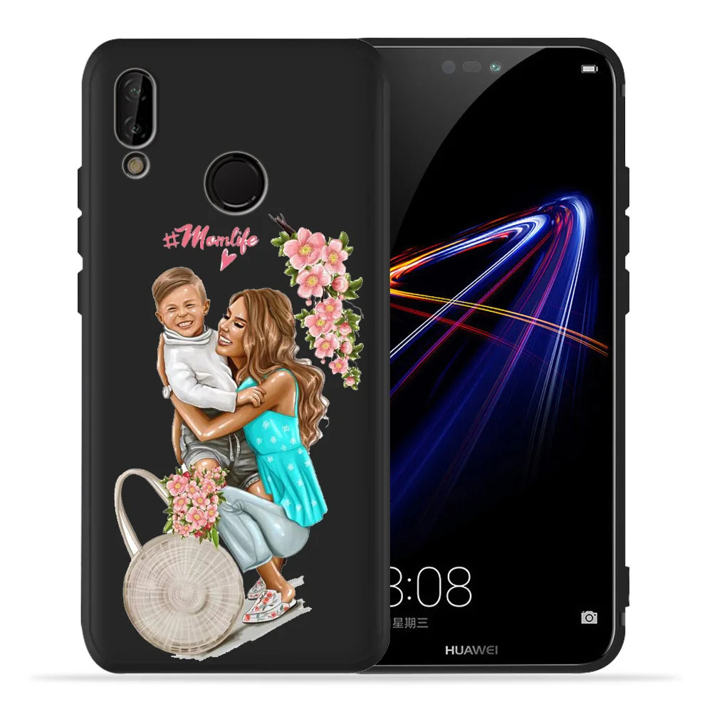 Для Huawei honor 8 lite чехол для телефона мамы и дочки Черный силиконовый из ТПУ 8C 8X 9 Lite 10