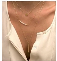 fashion multi layer necklace gold fatima hand 3 layer chain bar necklace colares femininos for women jewelry collier 2020