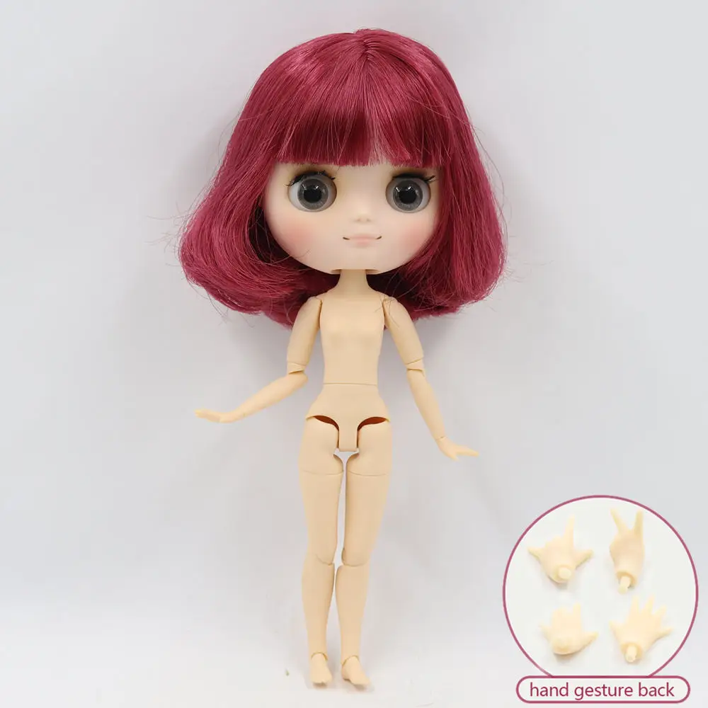 Кукла Middie blyth, Обнаженная, 20 см, шарнирное тело, матовое лицо с макияжем, серые глаза, мягкие волосы, сделай сам, игрушки, подарок с жестами - Цвет: Белый