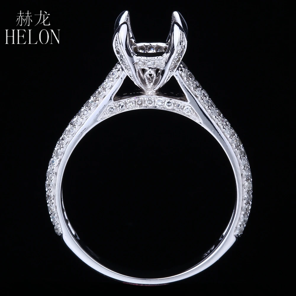 HELON Solid 14 K(AU585) кольцо из белого золота Semi Mount Settings 6-7 мм круглый разрез с натуральными Бриллиантами Кольцо женские модные ювелирные изделия