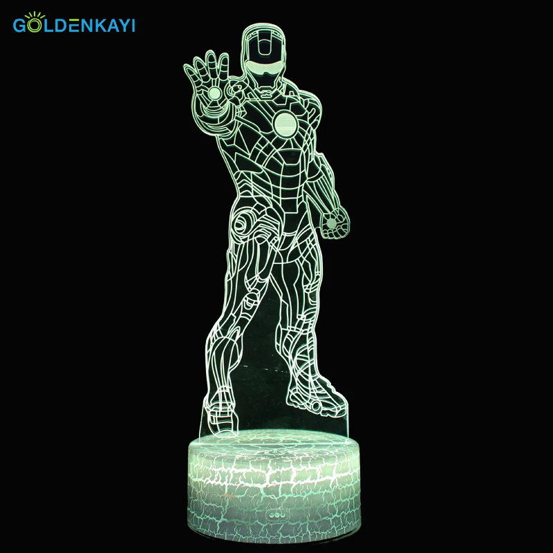 GOLDENKAYI 3D Железный человек LED оригинальность ночные светильники атмосфера