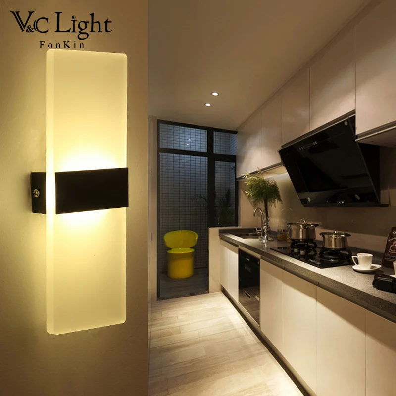 Минимализм современный настенный светильник LED белый черный для Ванная комната