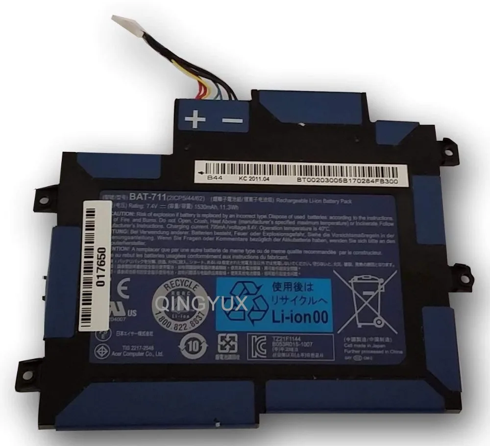 Аккумулятор для ноутбука QINGYUX 7 4 V 11.3Wh 1530mAh BAT 711 совместим с Acer Iconia Tab A100 Tablet PC BT.00203.005