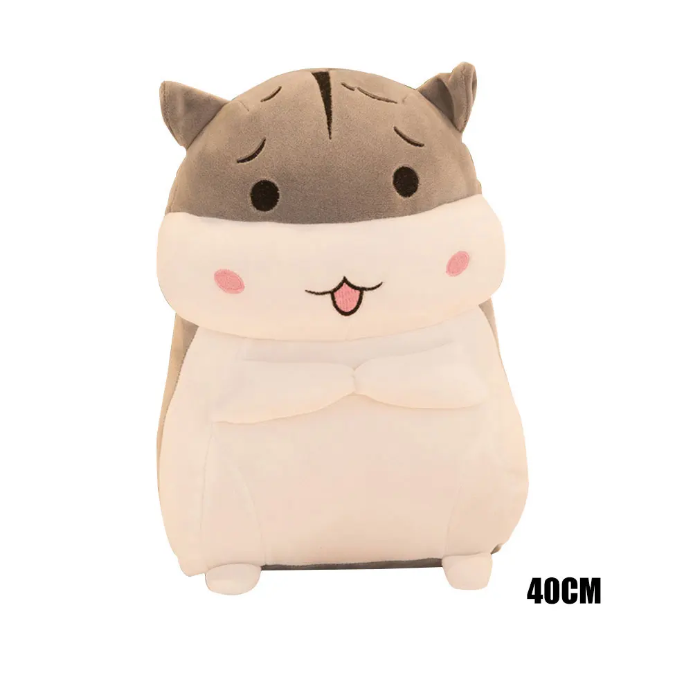 gray-Happy 40cm Очаровательная Толстая плюшевая игрушка-хомяк, кукла для девочки, украшения для спальни, кукла на день рождения для детей, плюшевая игрушка-хомяк, подушка H99F - Цвет: gray-Happy 40cm