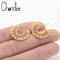 chandler hollow hoop semi circle earrings for women geometry fashion jewelry piercing ear jewelry boucle doreille femme bijoux