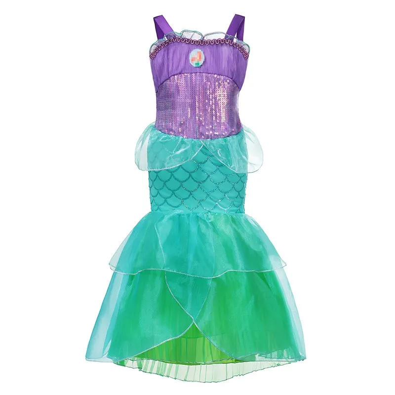 Dress G Only Нарядное платье принцессы русалки; Одежда для девочек; вечерние платья Русалочки с блестками; детский летний костюм с рюшами на Хэллоуин - Цвет: Dress G Only