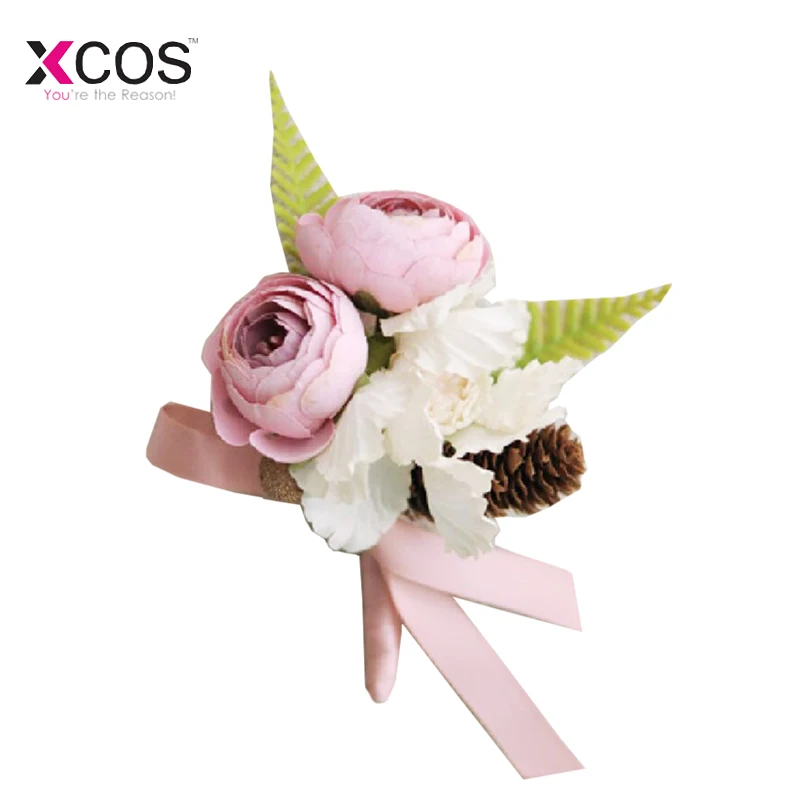 Wedding Prom Boutonniere Flower Brooch Hand Corsage Witness Groom Bridesmaid Groomsmen Wrist Flowers HQ510 |