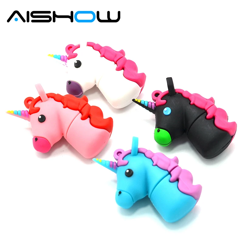 Новый стиль мультфильм белый единорог флэш накопитель реальной емкости Милая