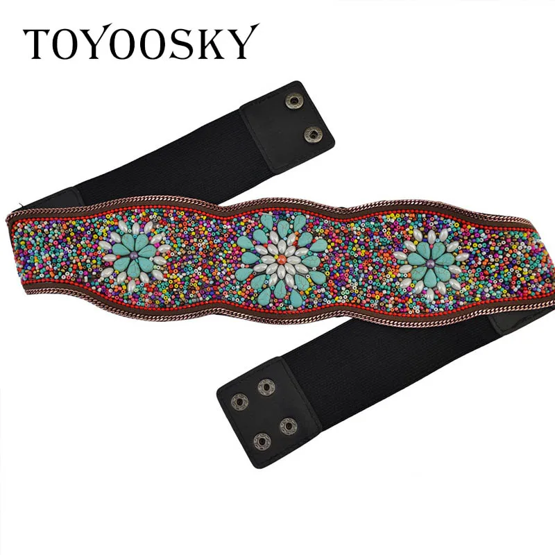 Женский широкий ремень TOYOOSKY роскошный этнический пояс с бирюзой в богемном стиле