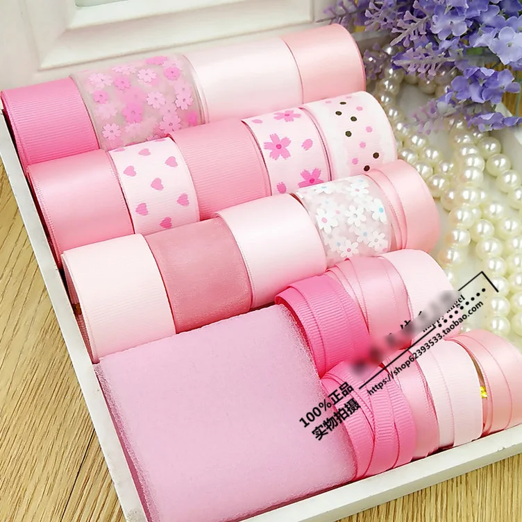 

High Quality 22 Design Fachion Ribbon Set NEW STYLE! DIY Ribbon Set---Pink & Light pink Color Mix Ribbon Set ( total 22 Meters)