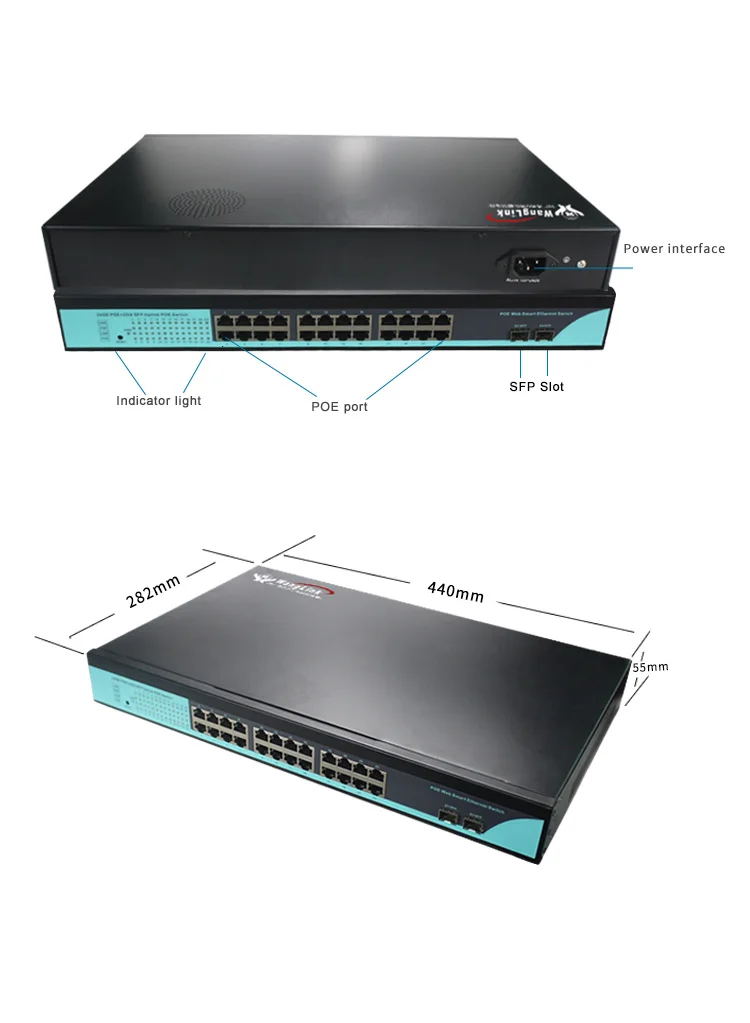 Ethernet-коммутатор на 24 порта POE 10/100/1000 м с 2 SFP Uplink сетевой коммутатор 48V POE коммутатор ethernet