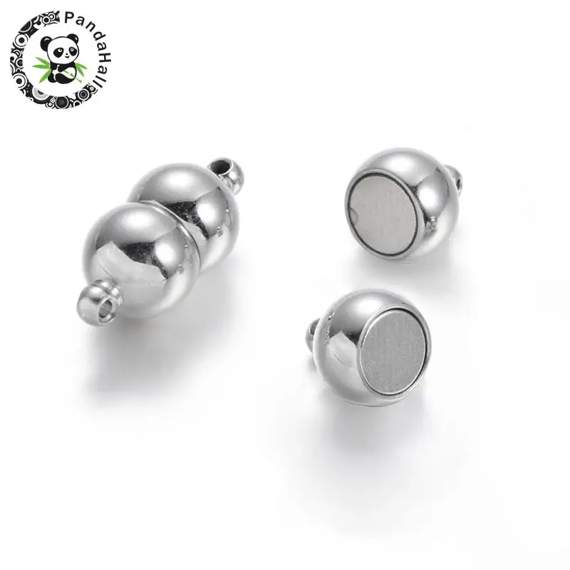 

304 Stainless Steel Magnetic Clasps, Stainless Steel Color, 18x8mm, Hole: 1mm