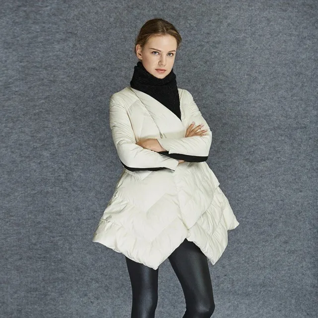 white Зимний модный пуховик женский модный плащ пуховик женский свободный пуховик с высоким воротом зимний женский 80981 - Цвет: white