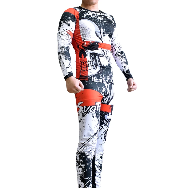 SUOTF ММА Рашгард боксерский спортивный Джерси+ брюки Fightwear Фитнес эластичные колготки свитшоты кикбоксинг, муай-тай компрессионная футболка