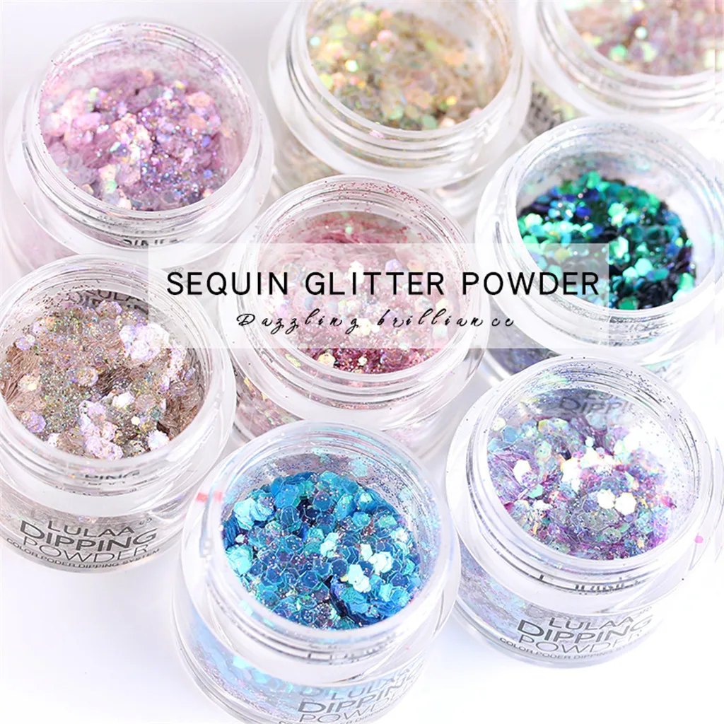 1 коробка красочные блестки акриловый порошок кристаллический полимер ногтей