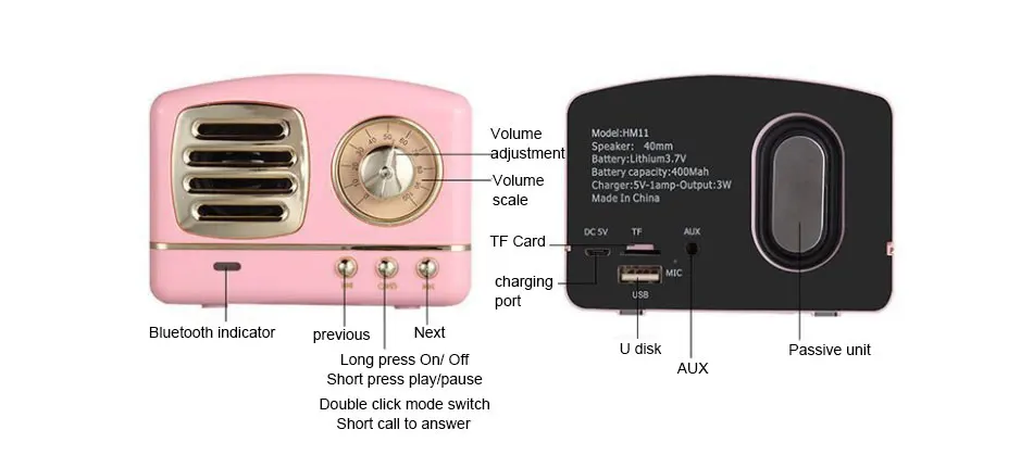 Retro Bluetooth Speaker Radio Card Subwoofer Creative Gift Mini Antique Small Speaker