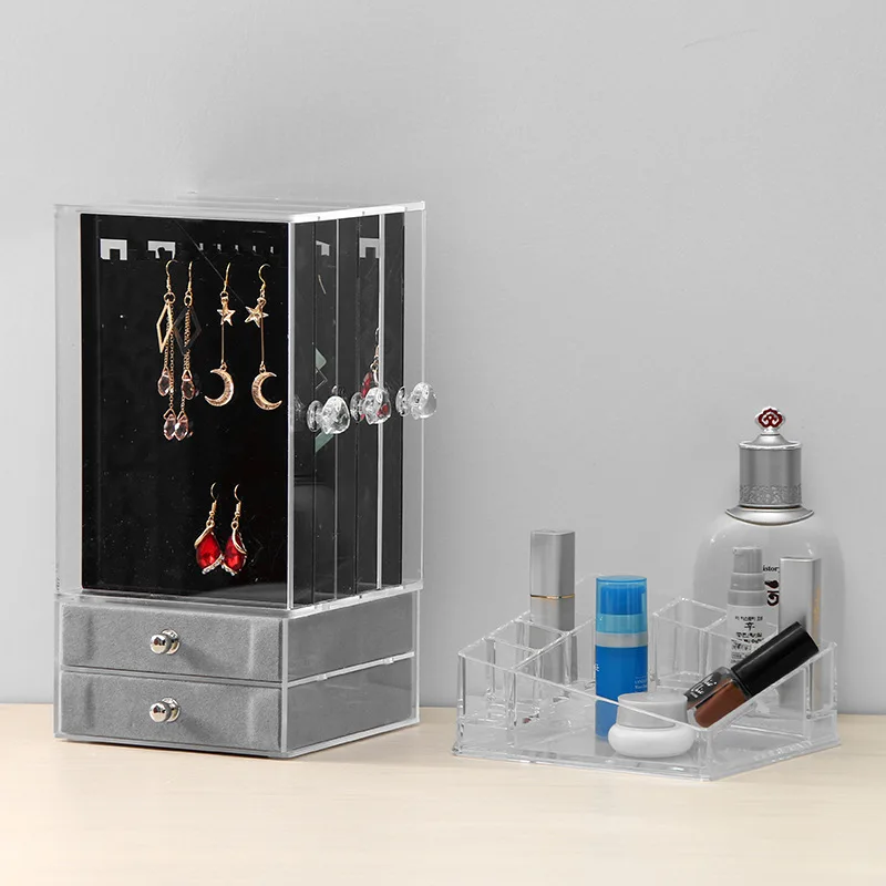 Акриловая коробка для хранения сережек стенд ювелирных украшений Органайзер