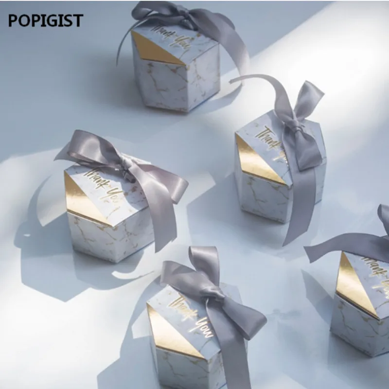 

2018 New Creative Marbling style Candy Boxes Wedding Favors Party Supplies Baby Shower thanks Gift Box 30pcs