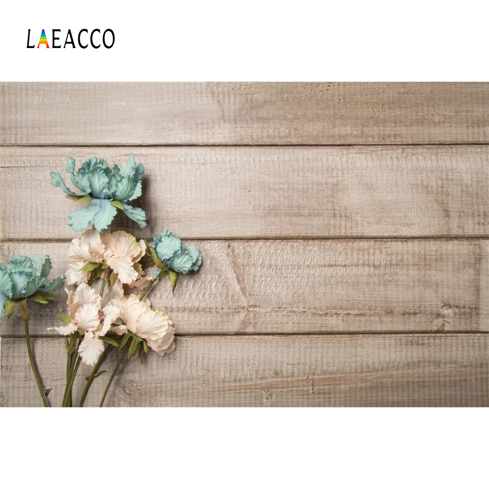 Фоны Laeacco для фотосъемки с деревянной доской и цветами день рождения детский душ