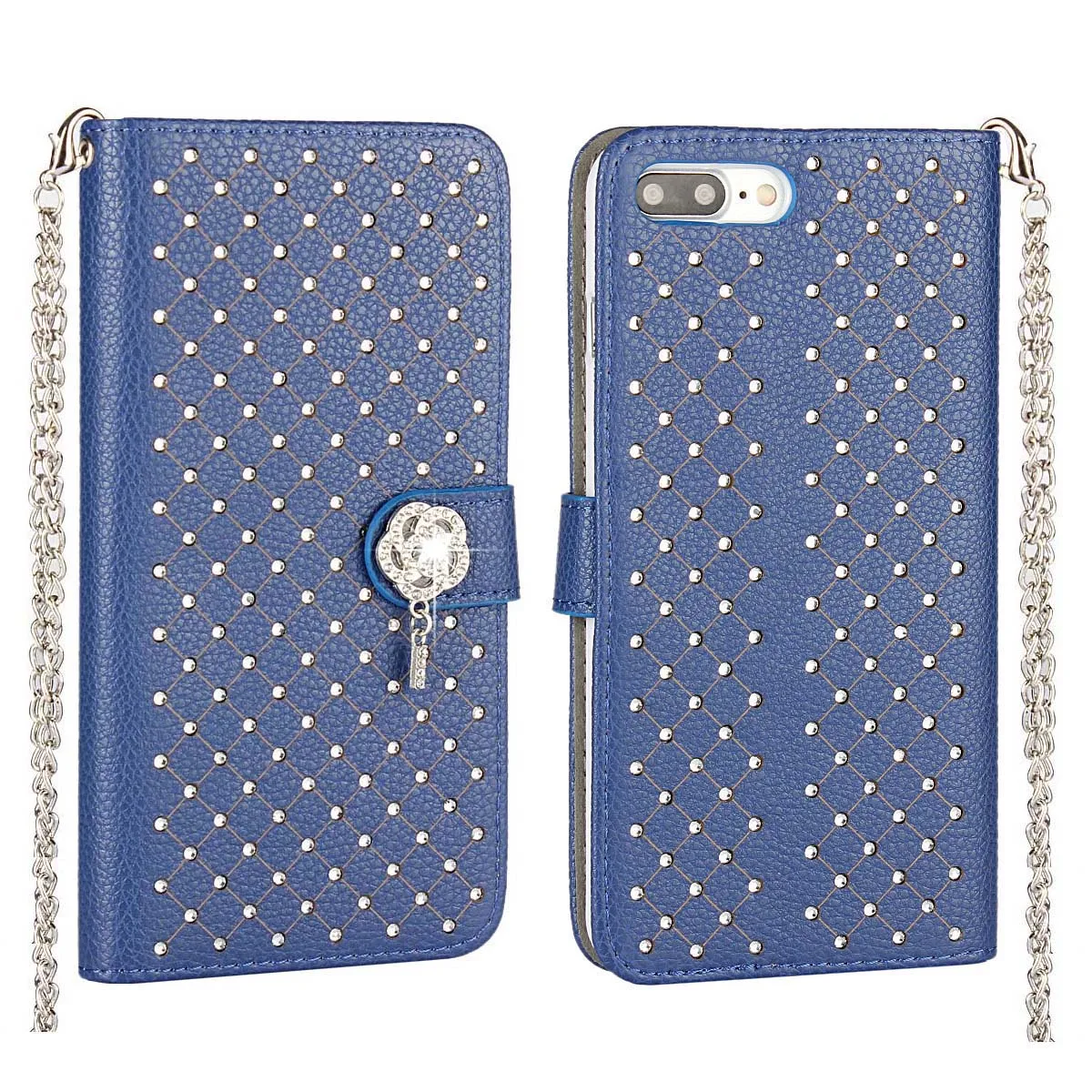 Роскошные шику Алмазный Блеск кожаный флип чехол для iphone6 6s 7 Plus 4 SE Стенд Card Case для женщин Девушка
