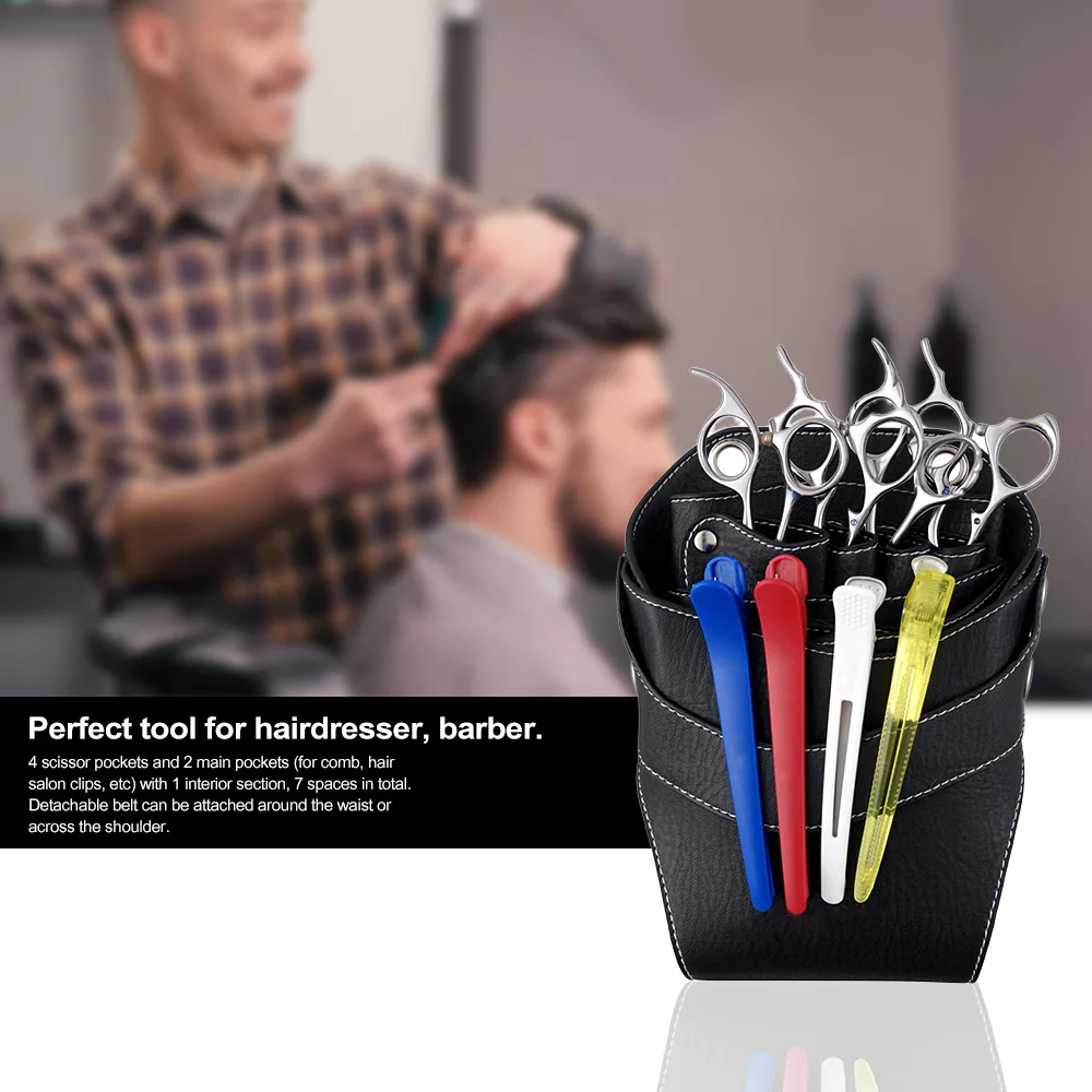 Профессиональная кожаная сумка с заклепками и клипсами Парикмахерская