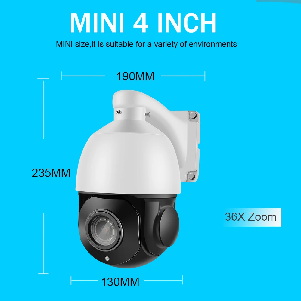 Мини 4 ''PTZ IP камера высокая скорость купольная IP камера 5MP 36X оптический зум Открытый водонепроницаемый ONVIF CCTV CAM