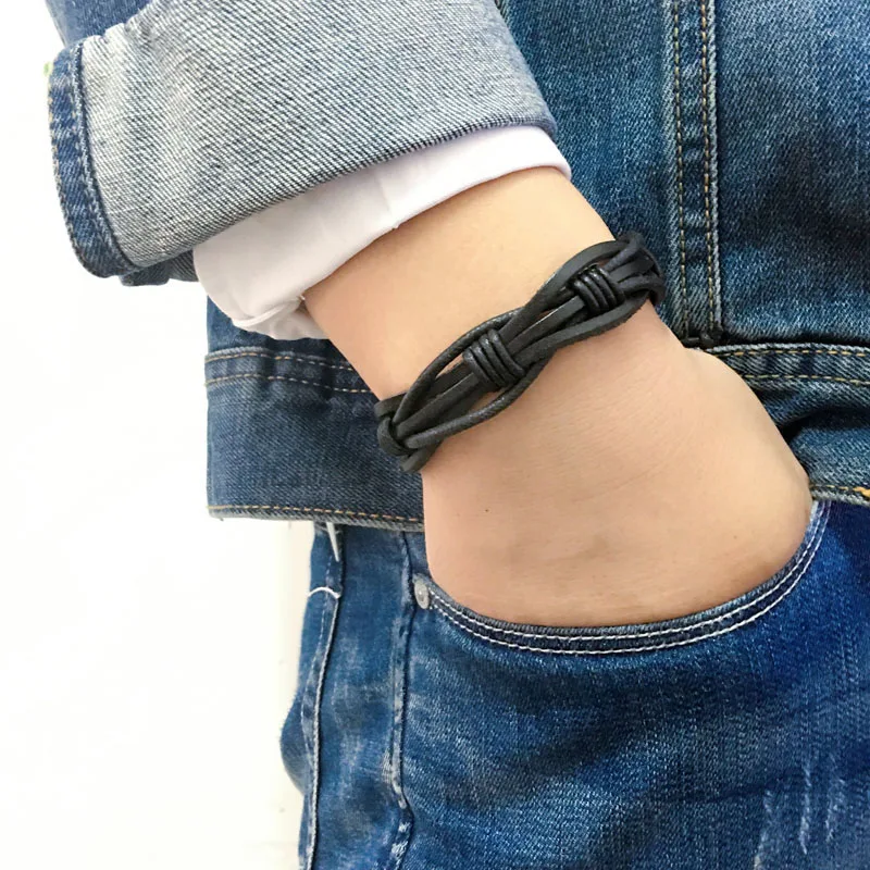 ZotatBele 6pcs/lot fashion handmade black wrap braided genuine leather bracelet with Hemp rope for women &amp man SF28 | Украшения и