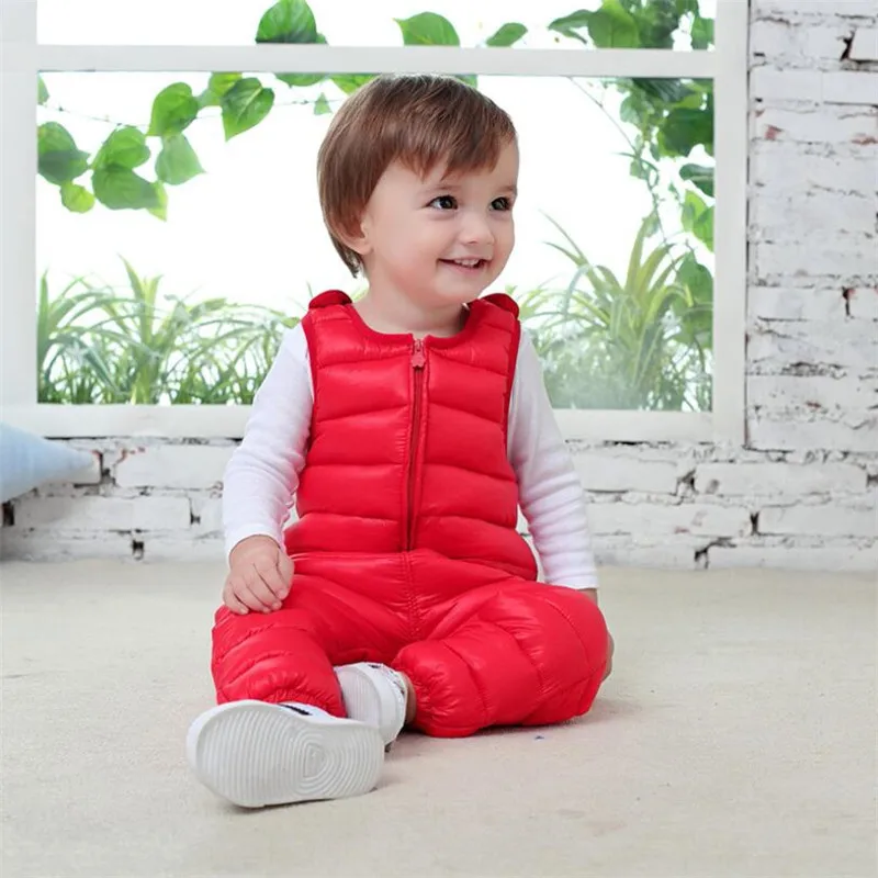

LILIGIRL 2019 New Baby Boys Winter Down-Cotton Strap Pants Overalls Suit for Girls Rompers Clothes Sets Autumn Kids Warm Costume