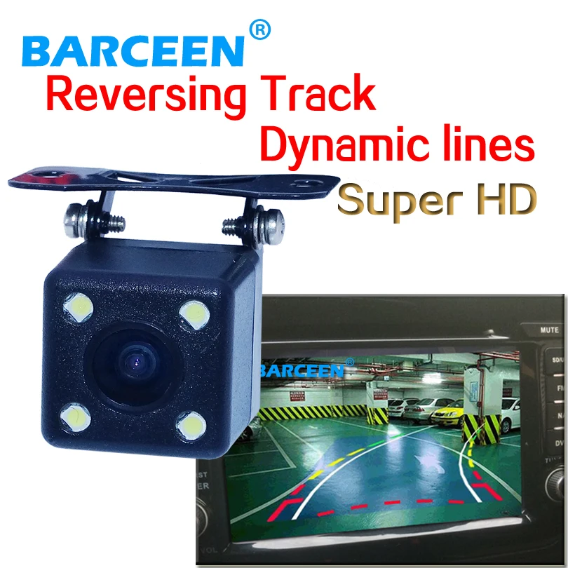 

HD Wire universal car parking camera bring 4 LED lights glass lens material+dynamic track line adapt into kinds of cars