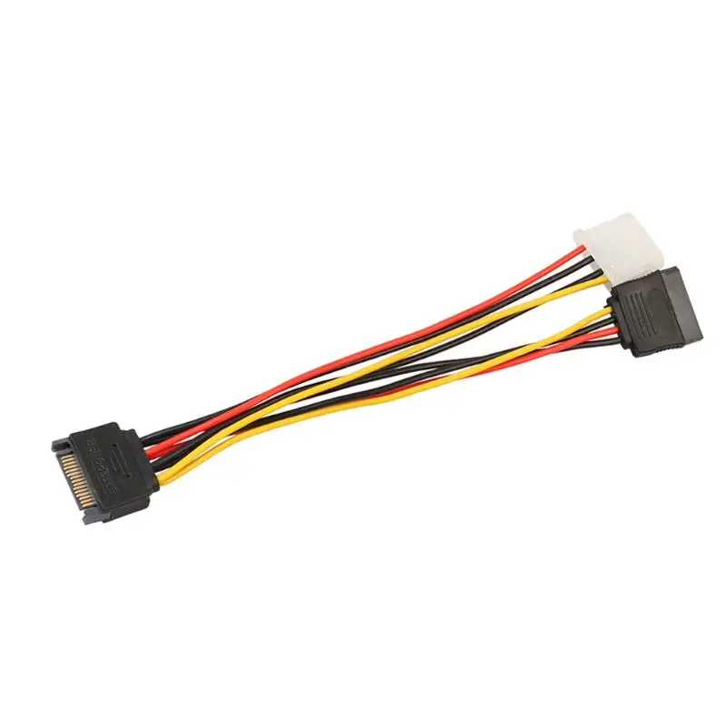 15Pin SATA папа к 4Pin IDE Molex женский + Женский Кабель питания удлинитель шнур провод для