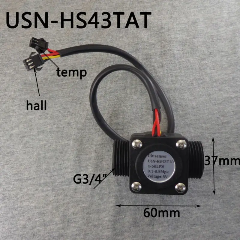 Фото USN-HS43TAT Hall Effect Sensor for water flow 1-60L/M G3/4" purifier dispenser with Temperature NTC50K Инструменты USN-HS43TAT Hall Effect Sensor for water flow 1-60L/M G3/4" purifier dispenser with Temperature NTC50K Инструменты