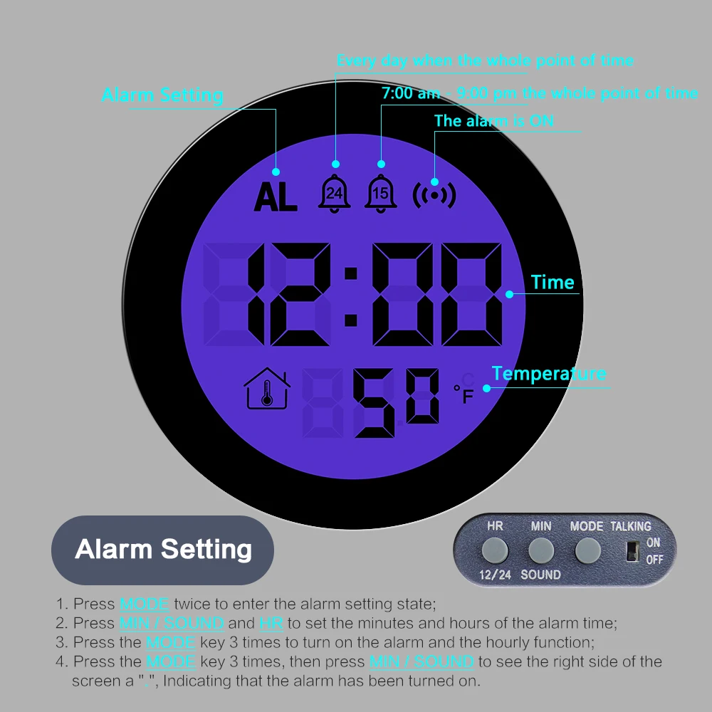 Часы проектор электронные с ЖК дисплеем и подсветкой|talking alarm clock|alarm clocktalking |