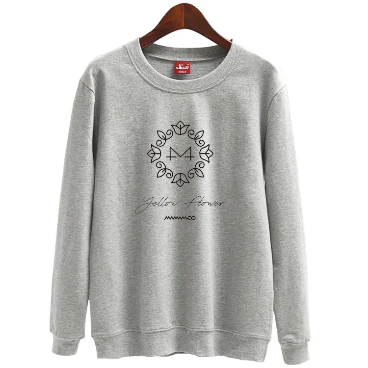 Толстовка с капюшоном Kpop mamamoo тонкая принтом в виде Желтых Цветов круглым вырезом