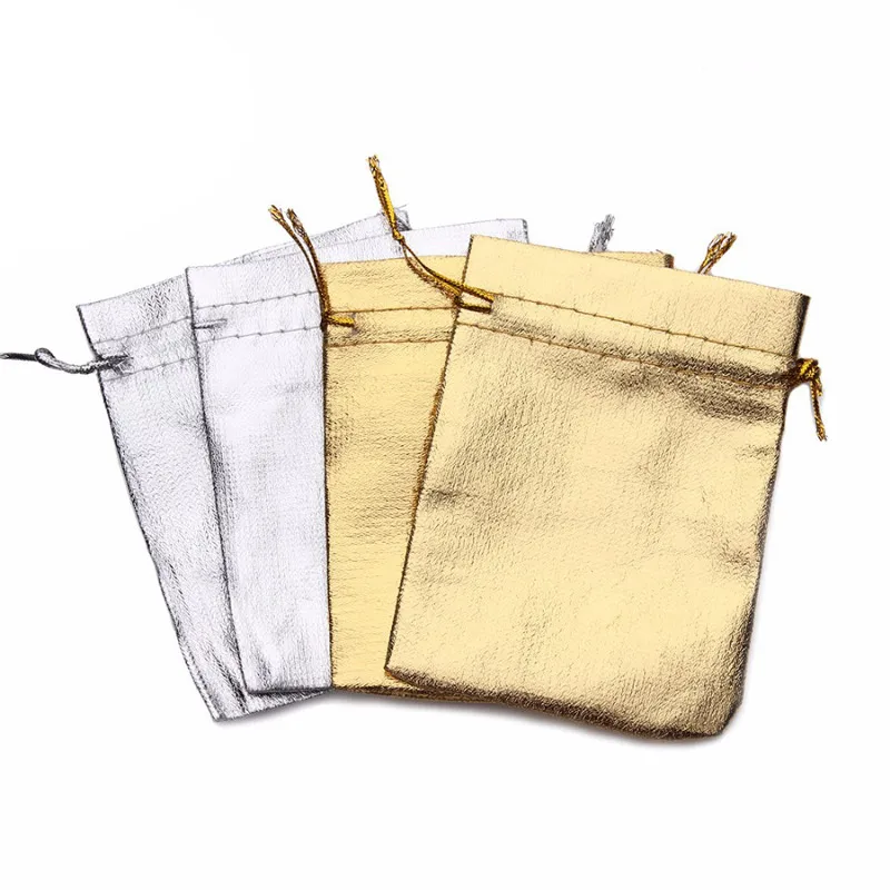 100pcs Silver Golden Metallic Foil Cloth Organza Pouches Wedding Decoration Gifts Craft Candy Drawable Packaging Bags | Дом и сад