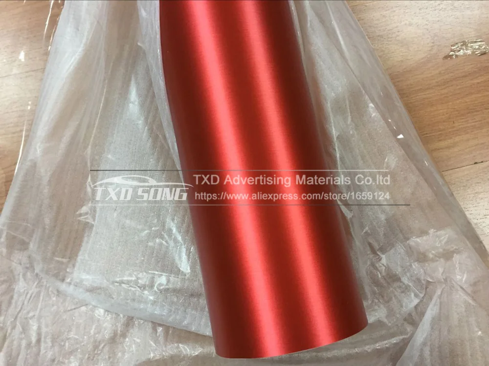 

Car styling Red Matte Chrome Brushed Metallic Vinyl Film car Sticker decal Bubble Free Brushed Metallic Car Wrapping foil