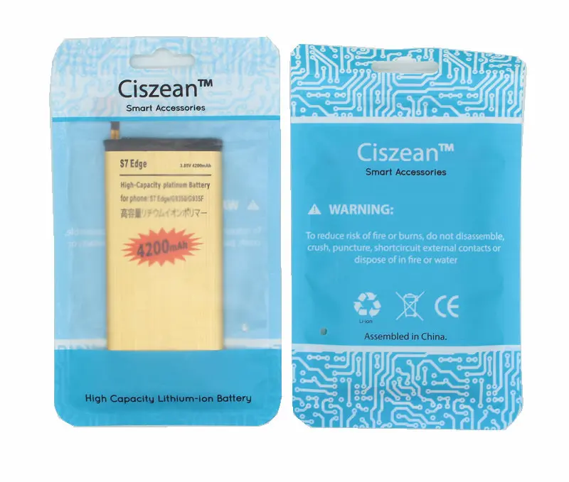 Ciszean 2x4200 мАч EB-BG935ABE батарея золотого цвета для Samsung Galaxy S7 Edge G9350 G935 G935F G935A G935V G935P G935T