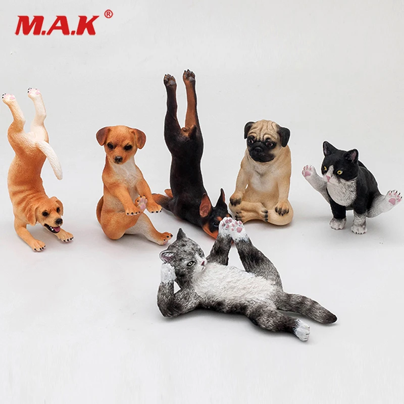 

1/6 Scale Figure Scenes Accessory Collectible Yoga Style Animal Resin Cat Dog Dubin Pug Decoration Model for 12'' Action Figure