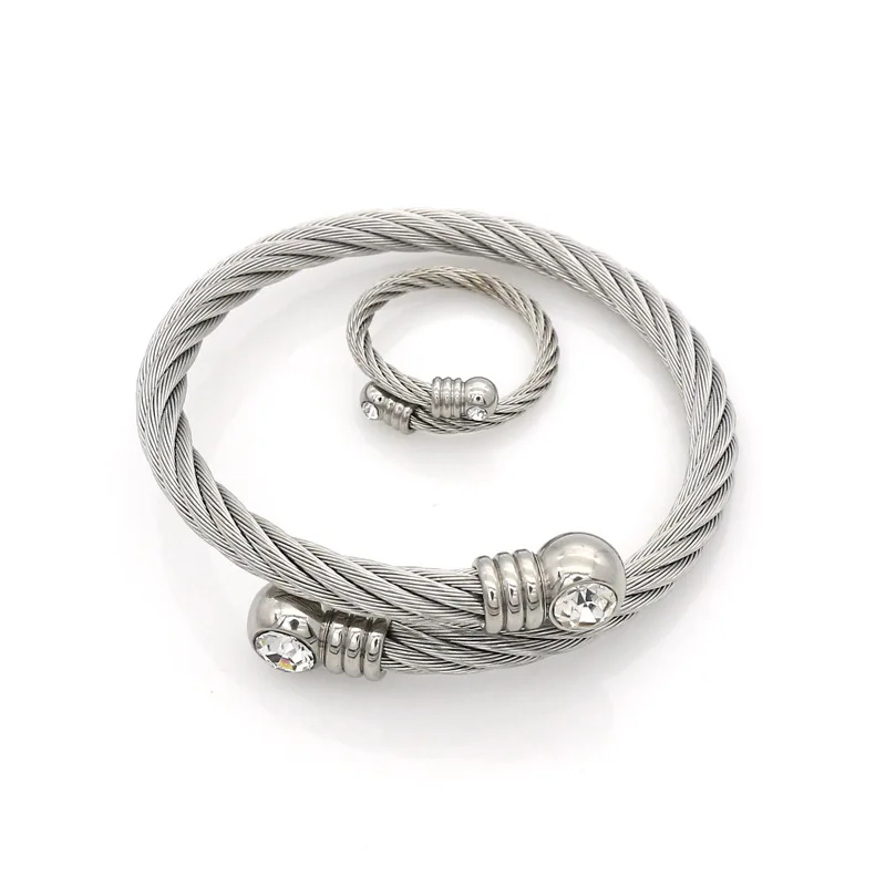 Свадебный Комплект бижутерии Looker Элегантный регулируемый браслет и кольцо из