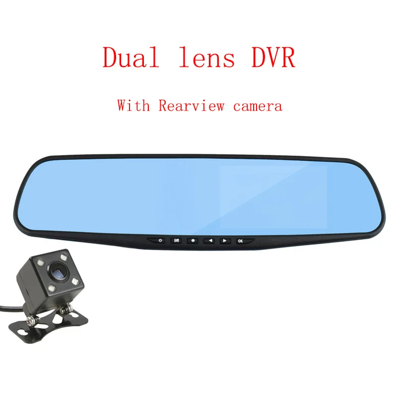 Dual Lens DVR OllyMurs dvr dash камера, Автомобильное Зеркало с двумя объективами, камера заднего вида, dashcam Авто рекордер, видео full hd, фронтальная и задняя XC-03 - Название цвета: Dual Lens DVR
