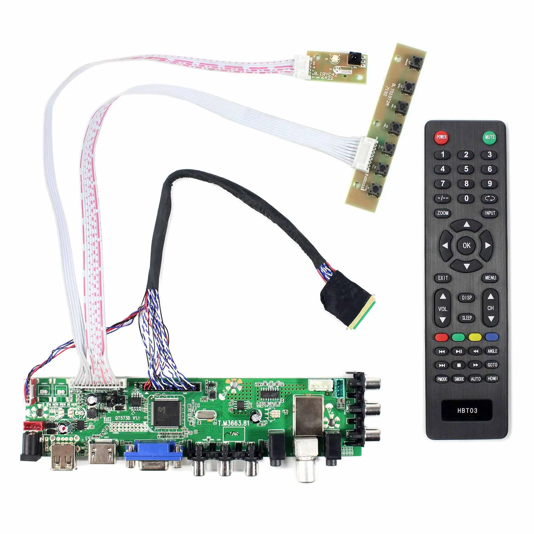 

HD MI VGA AV USB ATV DTV LCD Controller Board work for 15.6 14 17.3 inch 1600x900 WLED backlight 40pin LVDS connector LCD panel
