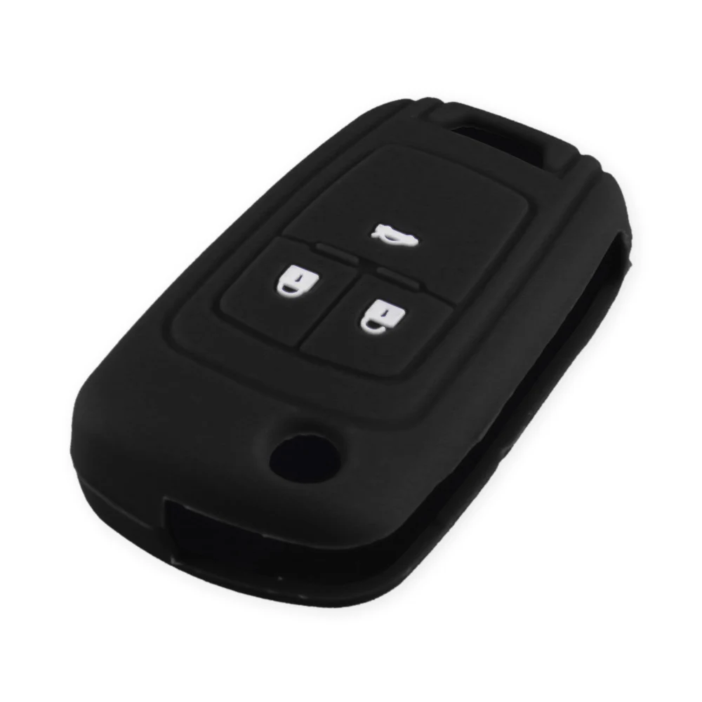 black Силиконовый чехол KEYYOU с 3 кнопками для ключей от автомобиля для Chevrolet Cruze Buick Opel Astra Corsa Antara Zafira Meriva Insignia Key Holder - Название цвета: black
