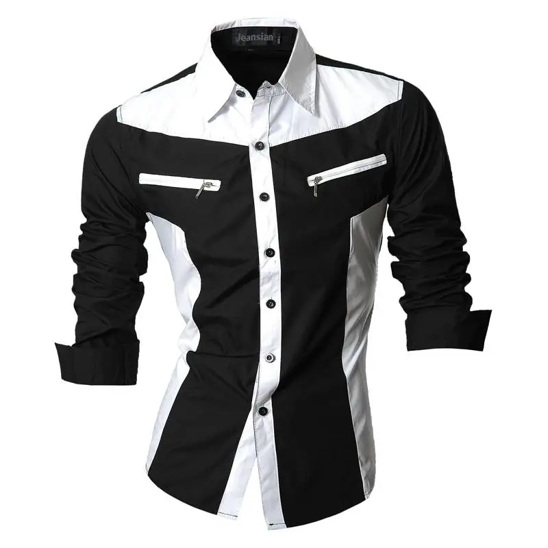 Sportrendy Мужская рубашка платье повседневное с длинным рукавом Slim Fit Мода Дракон