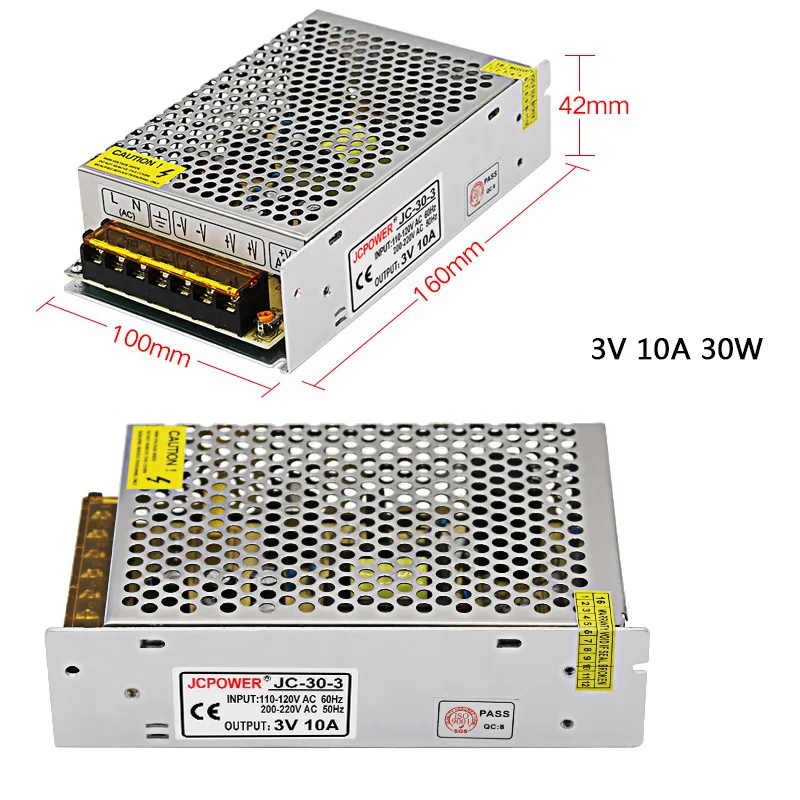 DC3V 10A/20A/25A/40A 180W Светодиодный импульсный источник питания AC110V 220V к DC 3V светодиодный