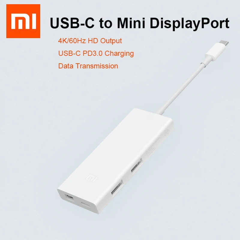 Оригинальный адаптер Xiaomi USB C To Mini Displayport DP 4K 60fps Ultra HD преобразователь Type PD 3 0 QC3.0 для