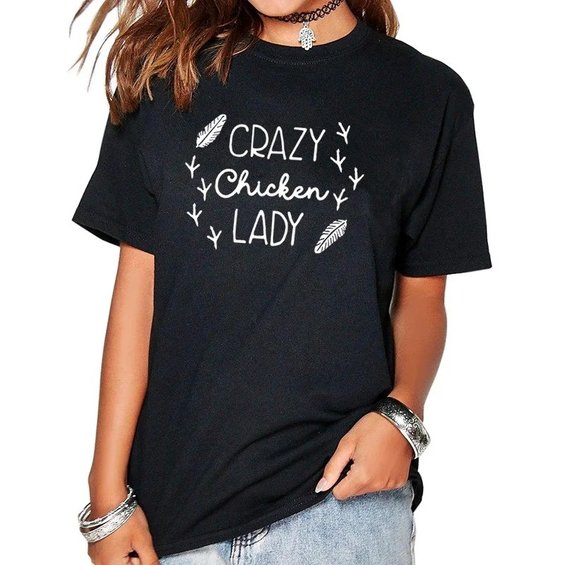 Женские летние уличные Топы Crazy Chicken Забавные футболки tumblr гранж эстетические